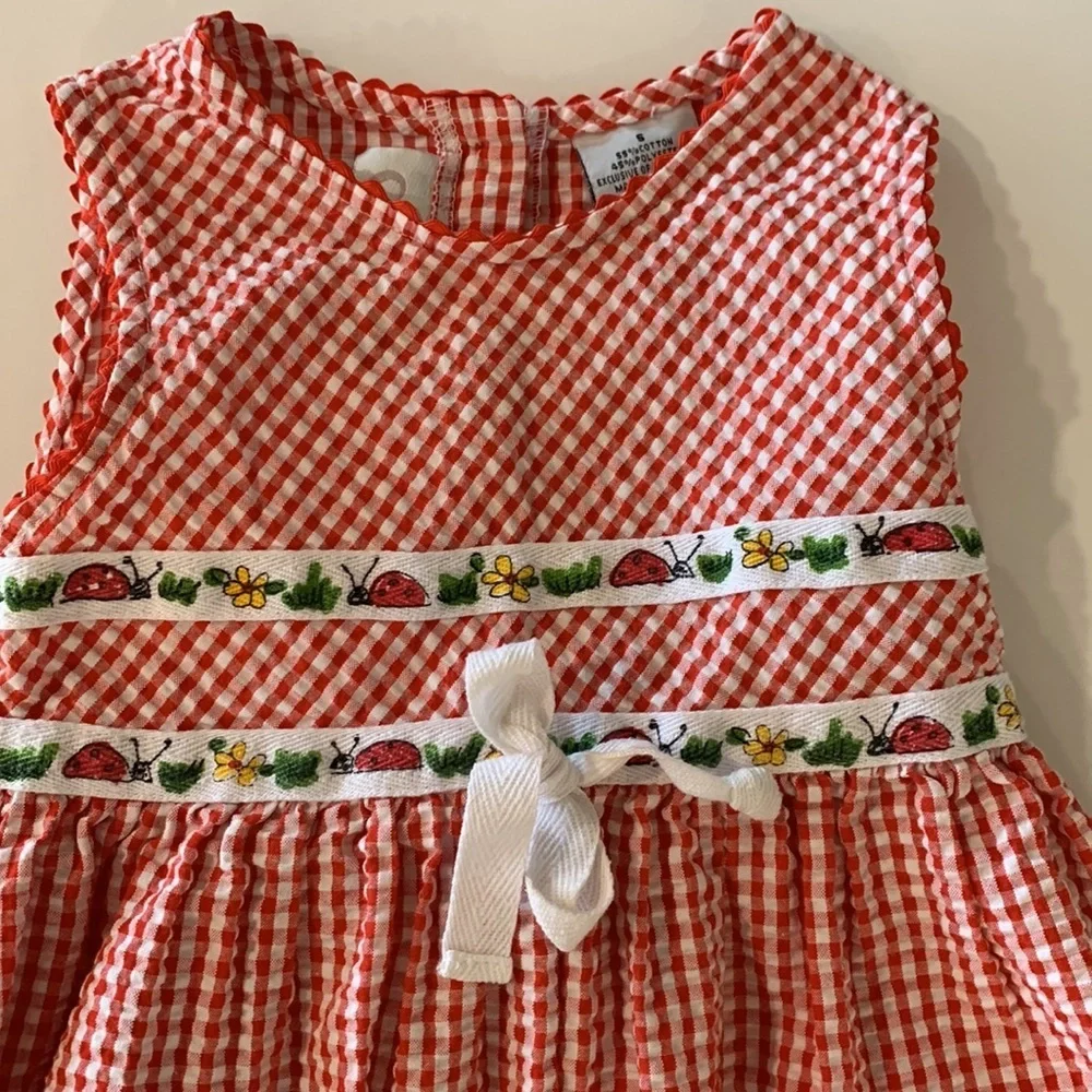 Youngland - 5, red and white checked‎ seersucker dress